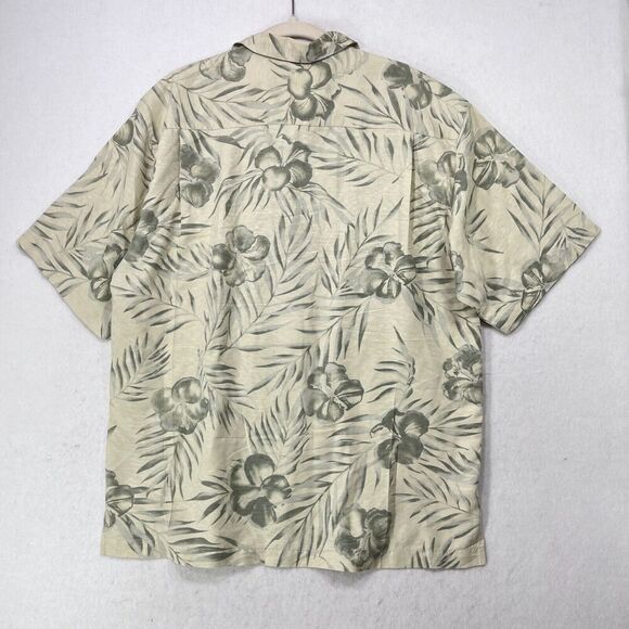 Tommy Bahama Shirt Men M Cream 100% Silk Floral Hawaiian Tropical Aloha Resort - Picture 2 of 10